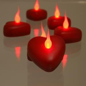 Red Heart Shaped Candles
