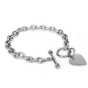 Engravable Heart Toggle Tag Bracelet