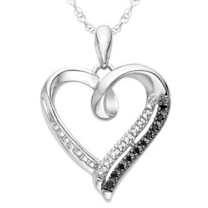 Black and White Round Diamond Pendant