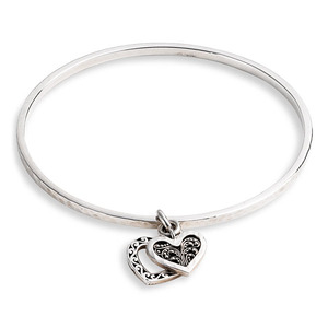 Double Hearts Charm Bangle