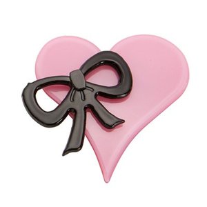 Heart and Bow Pin Brooch