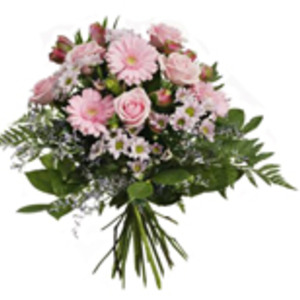 Rundbunden rosa bukett