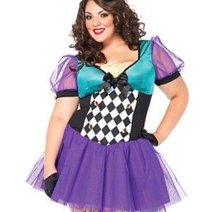 Förförisk, plus sized Mad Hatter-dräkt