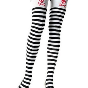 Stockings i svart och vitt med dödskallemönster